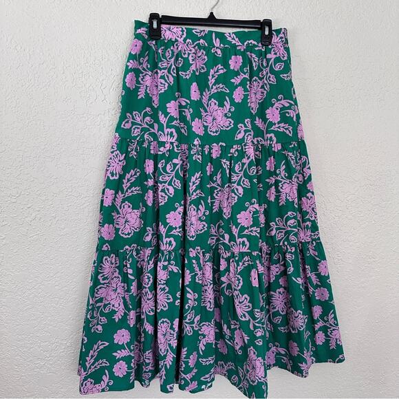 Xirena Caprisyn Floral Green Pink Skirt Medium - Picture 3 of 8
